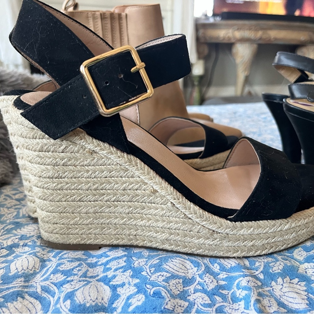 Black Espadrille Wedge Sandals - Women